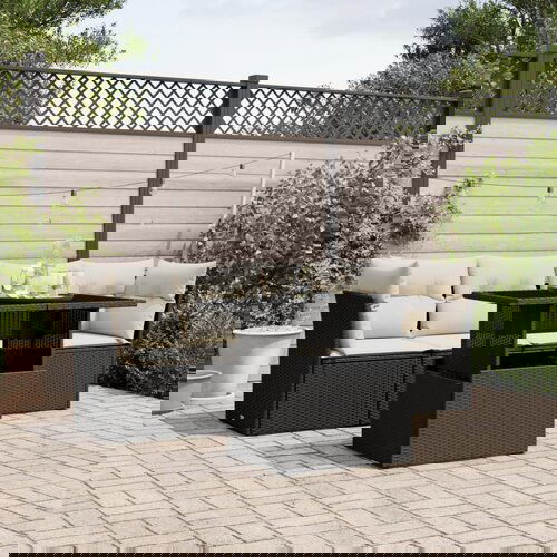  The Living Store Vrtna sedežna garnitura 5-delna z blazinami črn poli ratan - Vrtna Sedežna Garniture, (21479624) Cene