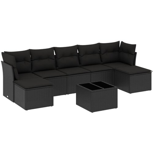 Maison Chic Seti vrtnega pohištva - Vrtna garnitura - Vrtni pohištvo set 8-delna z blazinami črn poli ratan, (21799097) Cene