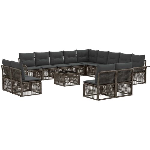 vidaXL Vrtna sedežna garnitura 14 pcs Siva poli ratan, (5000272252) Cene