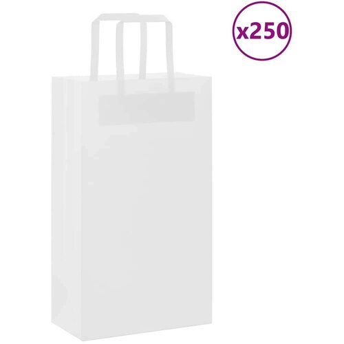 vidaXL Papirnate vrećice 250 kom s ručkama bijele 21x11x36 cm Cijene
