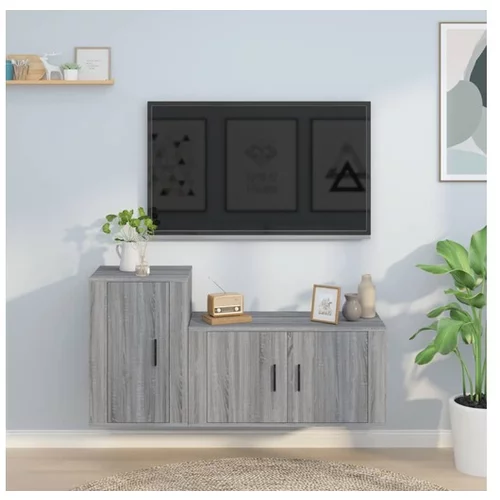  Komplet TV omaric 2-delni siv sonoma inženirski les