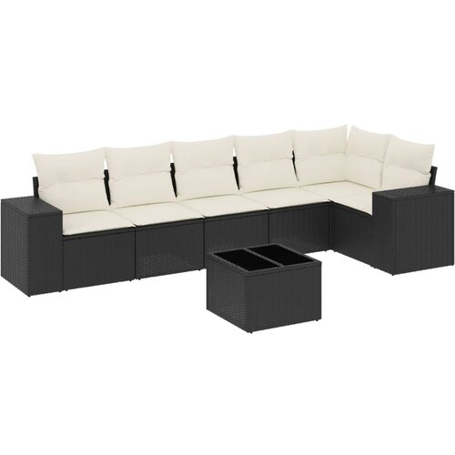  7-dijelni set vrtnih sofa od poliratana s jastucima crni Crna 83 x 62 x 69 cm Slike