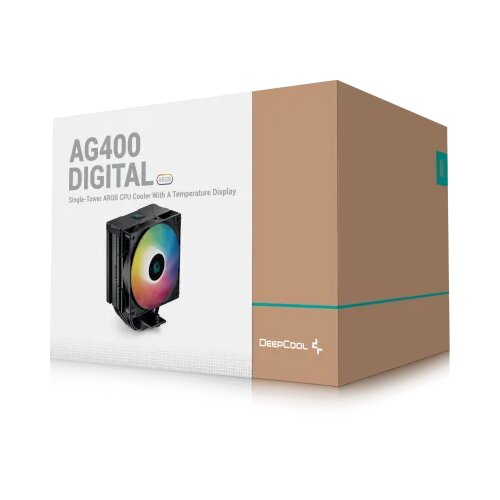 DeepCool AG400 DIGITAL ARGB 4xHeat Pipe Real-TimeCPU Screen 220W 120mm 2100rpm 76CFM BK Intel/AMD Slike