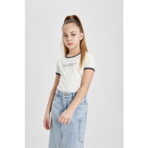 Defacto girl's Crop Printed Short Sleeve T-Shirt Slike