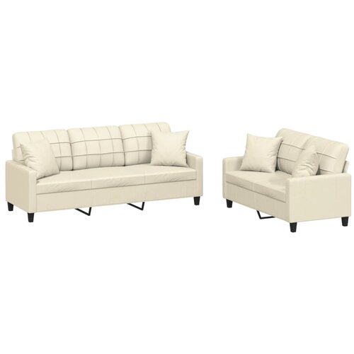  2-dijelni set sofa s jastucima krem od umjetne kože Slike