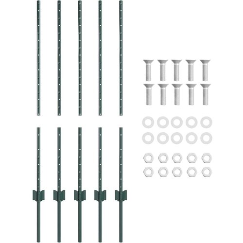  Stup za ogradu 5 pcs Zelena 140 cm Čelik Slike