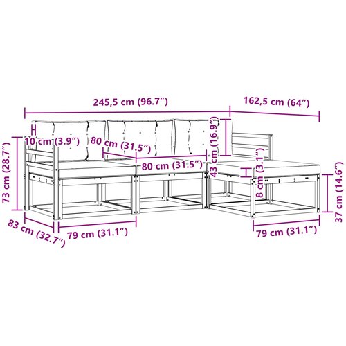  Set vanjskih sofa s jastukom 4 pcs Bijela i krem Poliester Slike