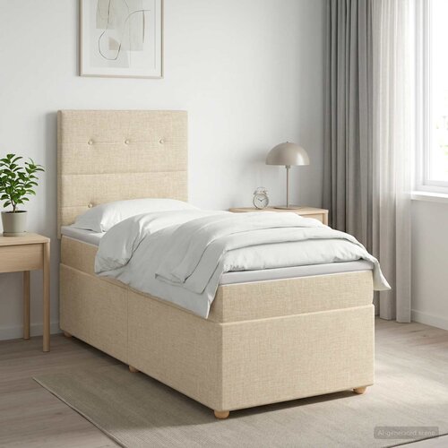  Boxspring krevet s madracem Krem 90 x 200 cm Tkanina Slike