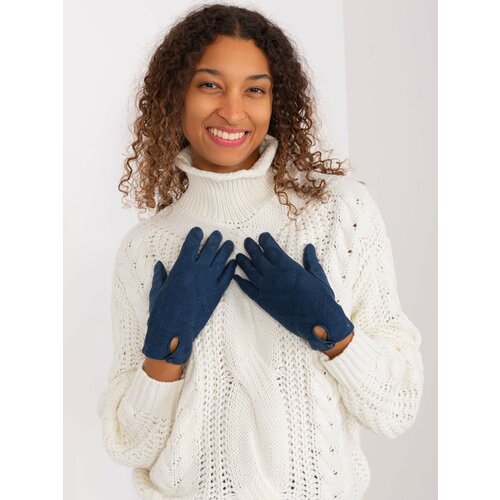 Fashion Hunters Dark blue gloves with geometric patterns Cene