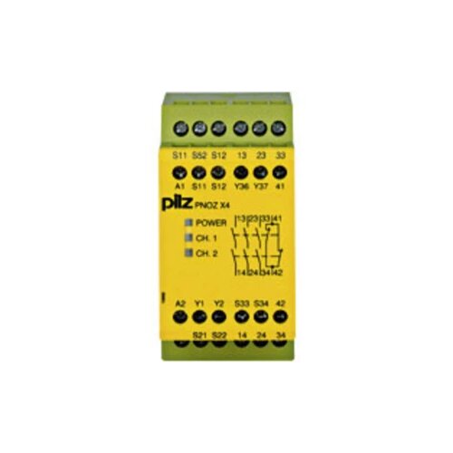 PILZ Sigurnosni relej PNOZ X4 24VDC 3n/o 1n/c Radni napon (broj): 24 V/DC 3 zatvarač, 1 otvarač (&Scaron; x V x d) 45 x 87 x 121 mm 1 S Cijene