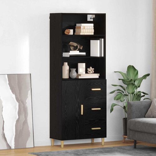 vidaXL Highboard 2 pcs Crni hrast 69,5 x 34 x 180 cm Konstruirano drvo Cijene