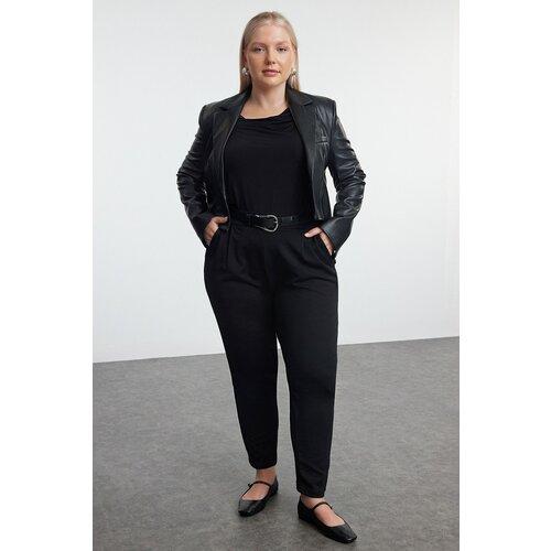 Trendyol curve Black Carrot Fit Knitted Plus Size Trousers Slike