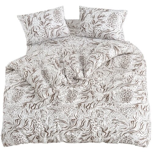 Mila Home Bela/rjava posteljnina za zakonsko posteljo/podalj&amp;scaron;ana z rjuho/4-delna 200x220 cm Floral &amp;ndash; Slike
