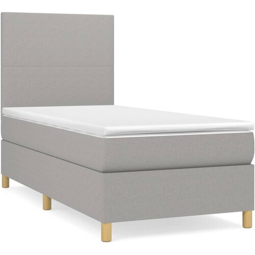  Box spring postelja z vzmetnico svetlo siv 100x200 cm blago Cene