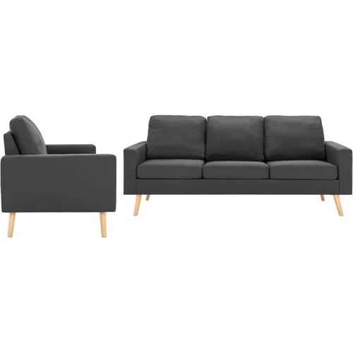  2-dijelni set sofa od tkanine tamnosivi