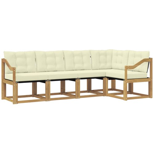 vidaXL Zunanja garnitura za sedenje z blazino 5 pcs Bela in krem, (5000279464) Cene