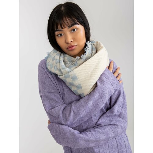 Fashion Hunters Ecru-blue women's checkered winter scarf Slike