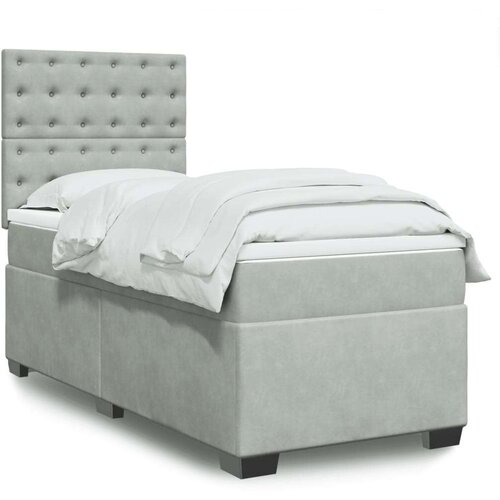 Box spring krevet s madracem svjetlosivi 90x190 cm baršunasti Cijene