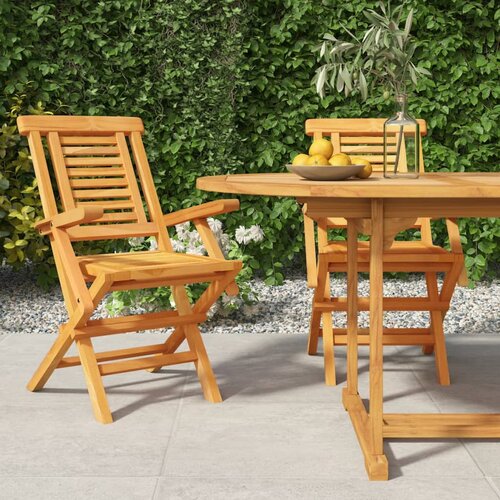 VidaXL Zložljivi vrtni stoli 2 kosa 56x63x90 cm trdna tikovina Slike