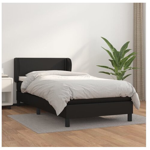  Box spring postelja z vzmetnico črn 100x200 cm umetno usnje Cene