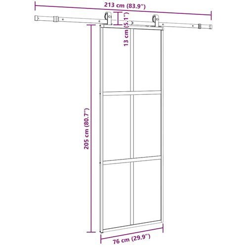  Klizna vrata s priborom crna 76 x 205 cm kaljeno staklo Slike