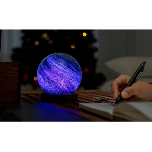 Gingko LED namizna svetilka v temni naravni barvi s steklenim senčilom (vi&amp;scaron;ina 13 cm) Stellar Ocean &amp;ndash; Slike