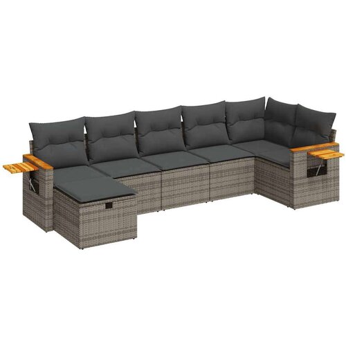 VidaXL 7-dijelni set vrtnih sofa sivi od poliratana Slike
