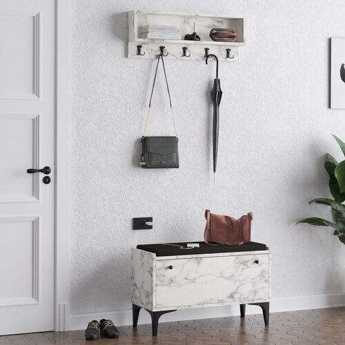 Hanah home marble Carrara Marble Shoe Cabinet Cene
