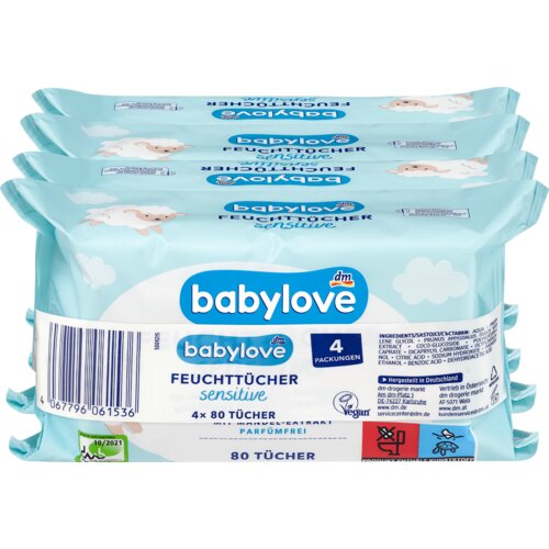 babylove sensitive vlažne maramice za bebe, 4x80kom 320 kom Cene