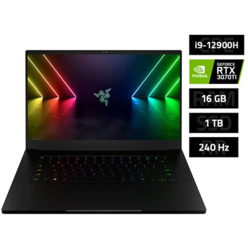 Razer Blade prenosnik 15 QHD OLED 240Hz, i9-12900H, 16GB, 1TB SSD, RTX 3070Ti, W11 Slike