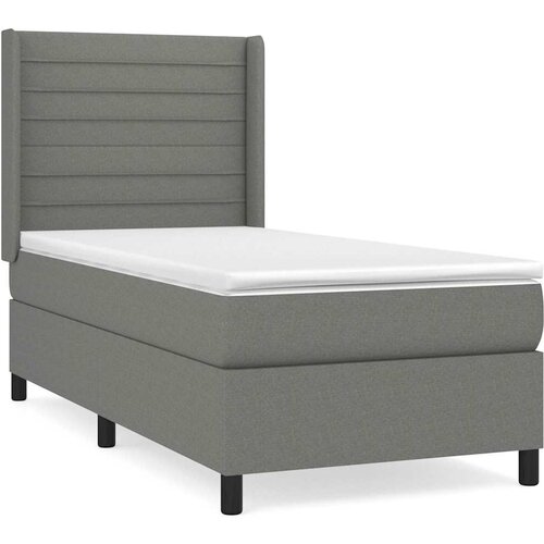 Krevet s oprugama i madracem tamnosivi 90 x 190 cm od tkanine Slike