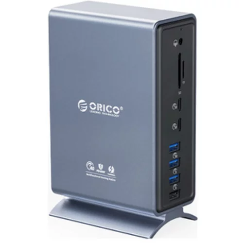 Orico priključna postaja USB-C Thunderbolt 3, 15 v 1, 5xUSB-A, 2xTB3, 2xUSB-C, DP, RJ45, SD+TF, napajanje, TB3-S4