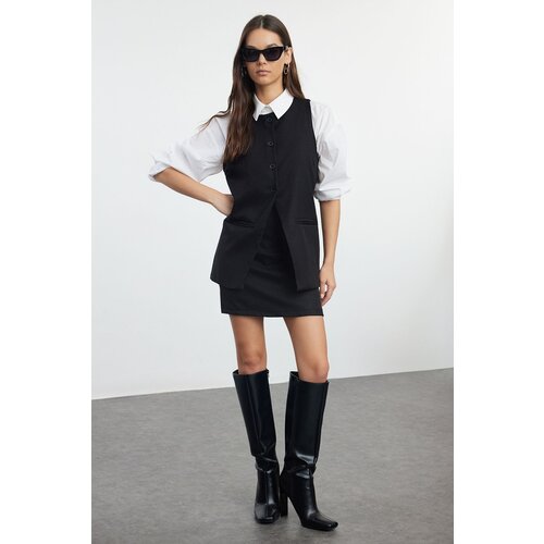 Trendyol Black Linen Look Woven Woven Bottom-Top Set Cijene