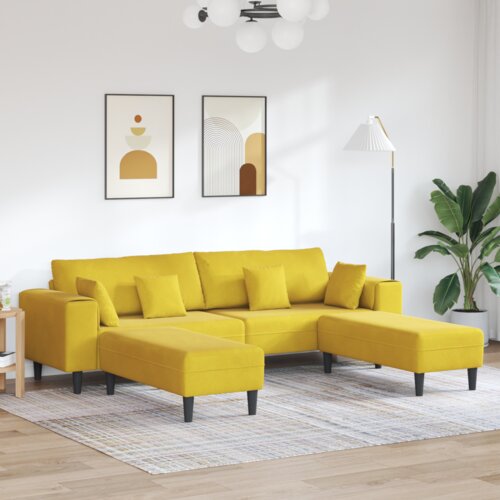  Baršunasta sofa s jastukom s jastukom 3 pcs Žuta 208 cm Baršun Cijene