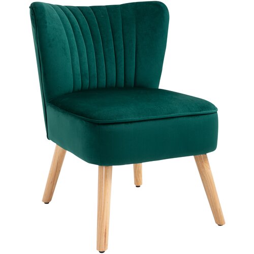 HOMCOM Fotelj v nordijskem slogu z ergonomsko zasnovo iz lesa in zelenega žameta za dom in dnevno sobo 57 x 68 x 76 cm, (20745222) Cene