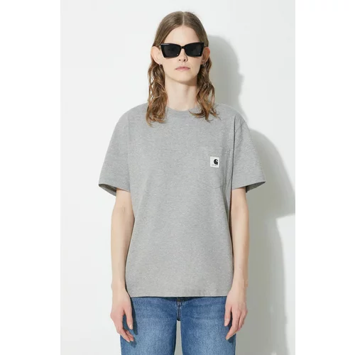 Carhartt WIP Pamučna majica S/S Pocket T-Shirt za žene, boja: siva, I032215.V6XX