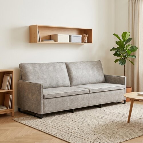 SOFA za 3 osobe Svjetlosiva 220 x 81 x 82 cm Umjetni sued Cene