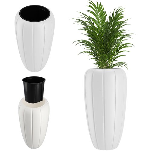 KADAX Visok vrtni cvetlični lonec + vložek Bel 75 cm Plastika 3D, (5000350750) Cene