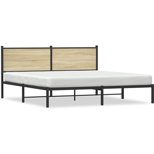 Maison Chic Kovinski Posteljni okvir - Dvoposteljna postelja - Zakonska postelja brez vzmetnice sonoma hrast 180x200 cm, (21693999) Slike