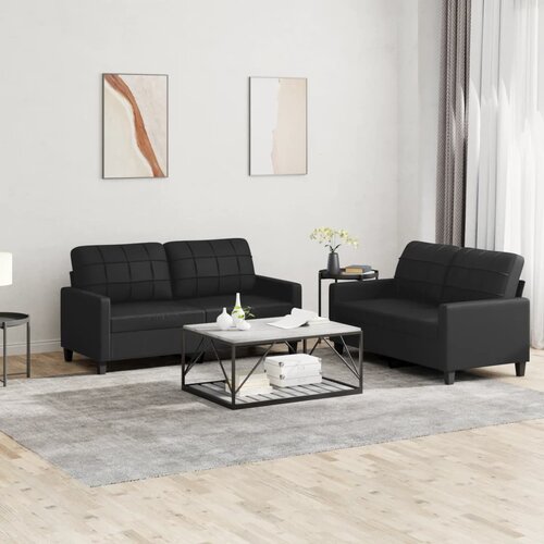  2-dijelni set sofa s jastucima crni od umjetne kože Crna Cijene