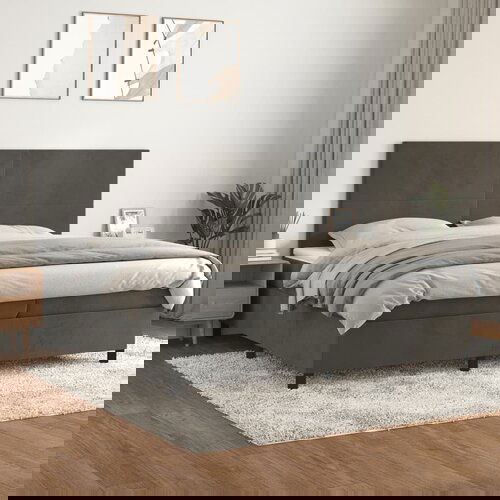 The Living Store Box spring postelja z vzmetnico temno siva 200x200 cm žamet - Box Spring Postelja, (21489519) Cene