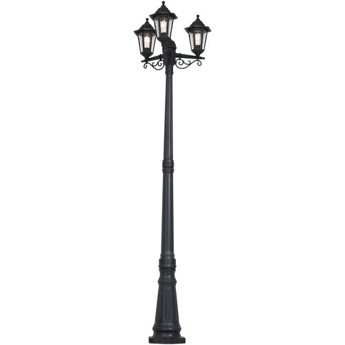 QAZQA Klasična zunanja po&amp;scaron;tna svetilka črna 217cm IP44 - New Haven Hammered Slike