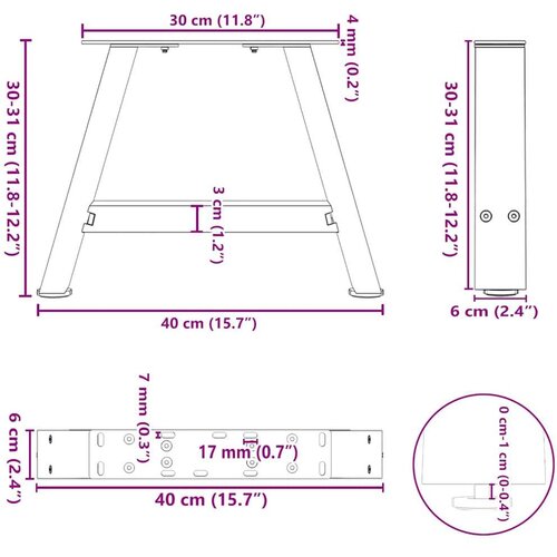  Noge stolića za kavu A-oblika 2 kom antracit 40x(30-31)cm čelik Slike