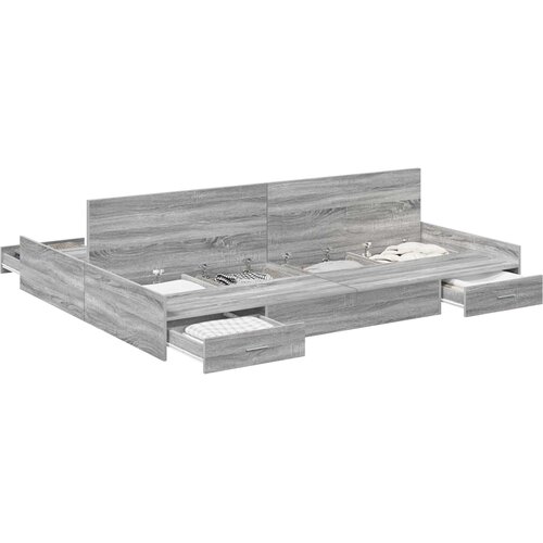  Krevet s ladicama Siva Sonoma 150 x 200 cm Konstruirano drvo Slike