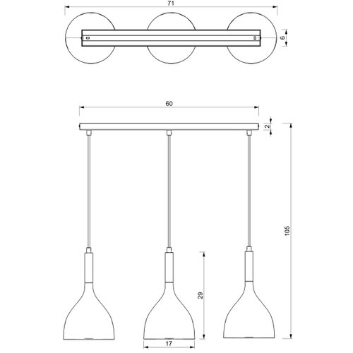  Luster na sajli NOAK 3xE27/15W/230V bela/hrom Slike
