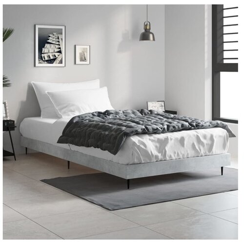 VidaXL Posteljni okvir betonsko siv 90x190 cm inzenirski les Slike