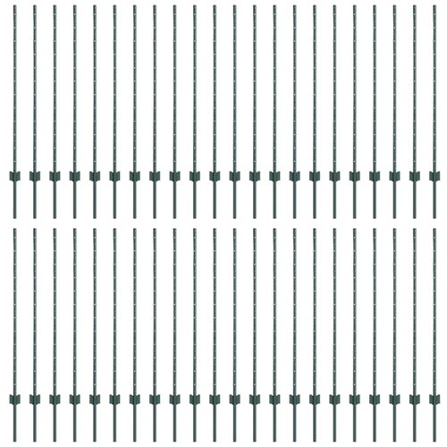vidaXL Ograjni stebri 44 pcs Zelena 160 cm Jeklo, (5000097281) Cene