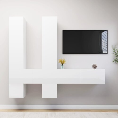VidaXL 6-dijelni set TV ormarića visoki sjaj bijeli od iverice Slike