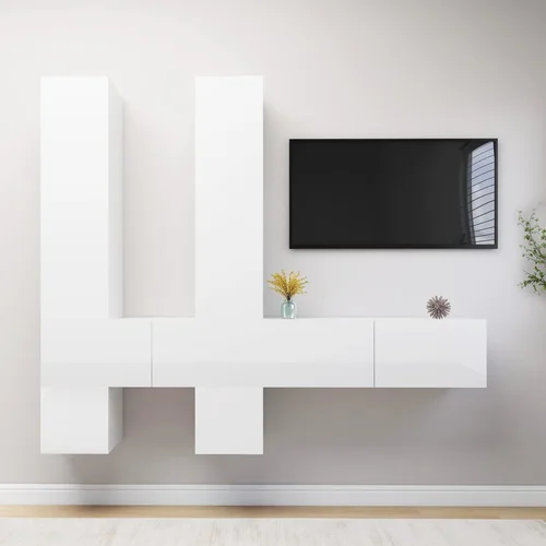 vidaXL 6-dijelni set TV ormarića visoki sjaj bijeli od iverice