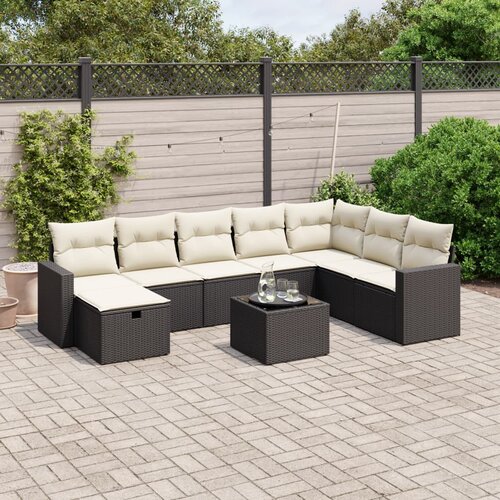 vidaXL 9-dijelni set vrtnih sofa s jastucima crni od poliratana Cijene